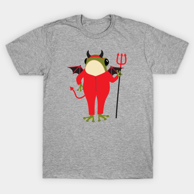 Frog in a devil Halloween costume T-Shirt by Jennifer Ladd